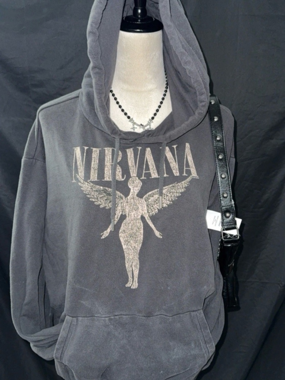 NIRVANA Gray Angel Graphic Hoodie